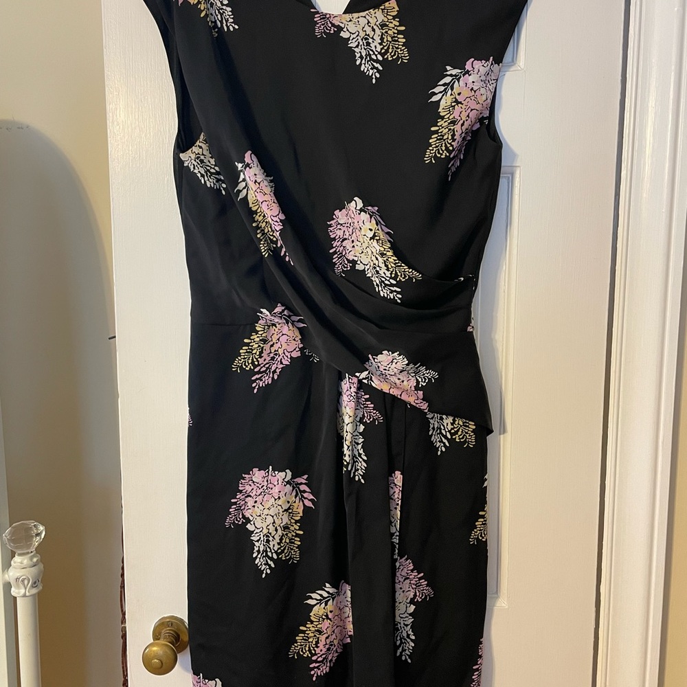 DKNYC Womens Black Asymmetrical Sleeveless Dress Floral, Size 10